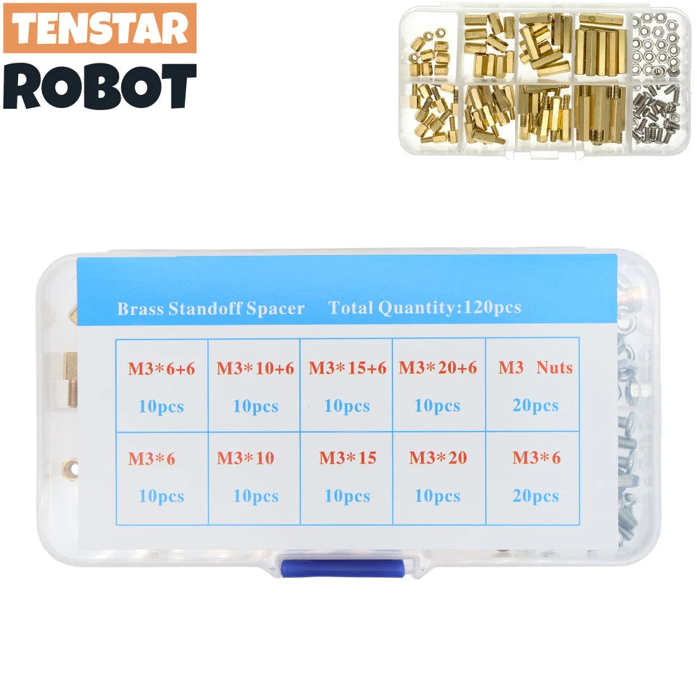 120pcs M3 Male Female Brass Hex Column Standoff Support Spacer Pillar M3 Screw Nut For PCB Board