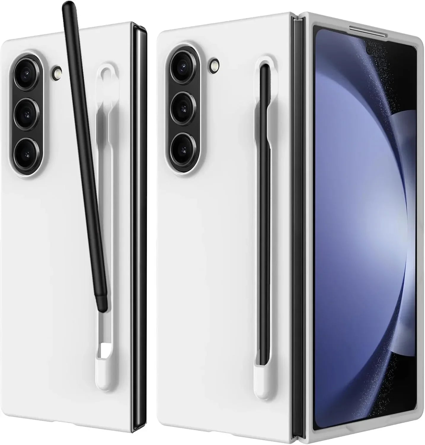 Luxury Skin Feeling PC Case for Samsung Galaxy Z Fold 6 5 Phone Case With S Pen Holder and Pen Stylus Storage Slot ZFold 6 Cover