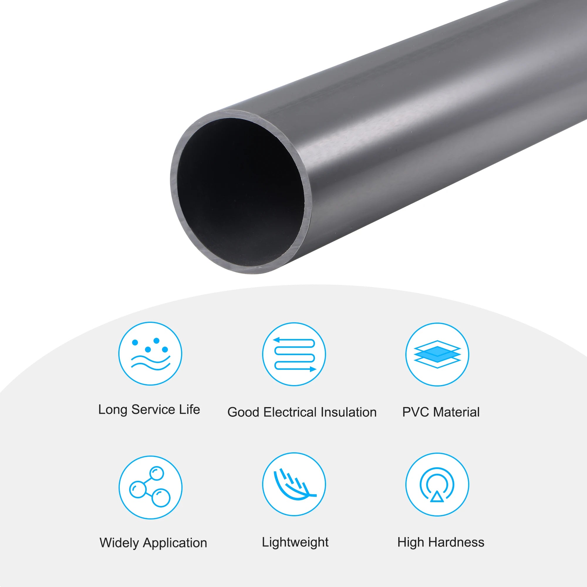 16-160mm OD PVC Pipe Light Grey PVC Rigid Round Tube High Impact for Water Pipe Cable Sleeve Garden Irrigation Watering Fittings
