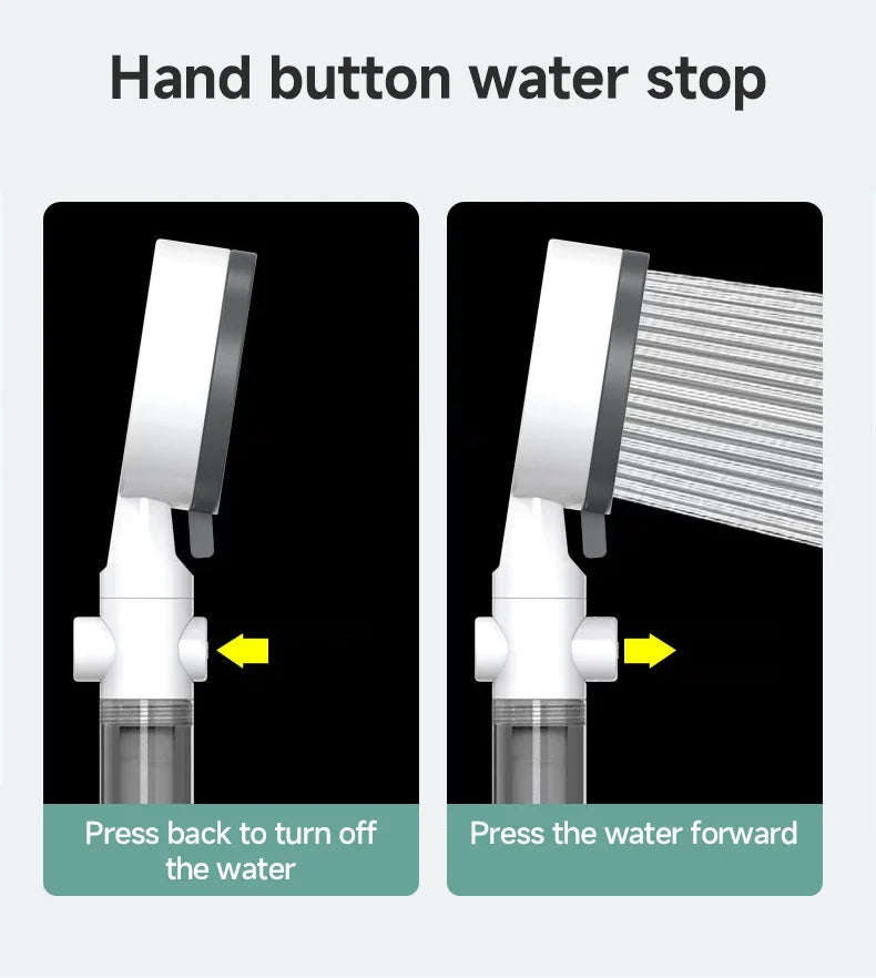 High Quality 8 Mode Shower Head Water Filter Adjustable High Pressure Shower Portable One-Key Stop Shower Bathroom Accessories