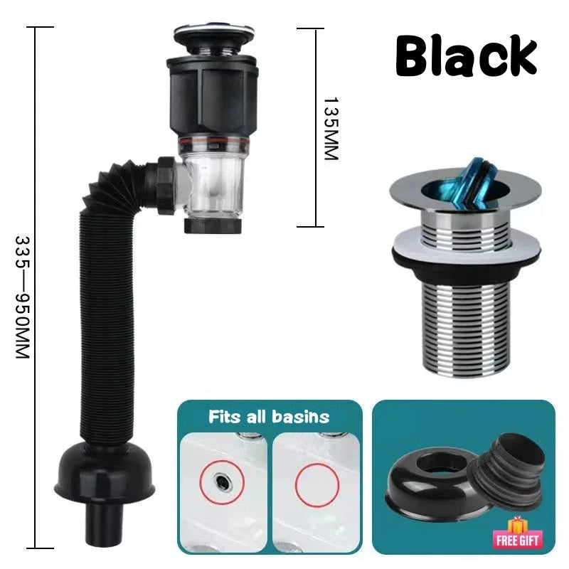 Flip-Top Kitchen Sink Drain Pipes,Retractable Deodorizing Drainer,Flexible Downspout,Drain Hose,Extension Pipe,Sink Sewer Tube