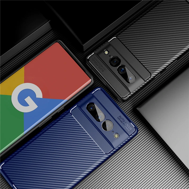 Carbon Fiber Cover For Google Pixel 7 Pro Case Bumper Silicone Funda Google Pixel 7 Pro Ultra Thin Case For Google Pixel 6 7A 8A