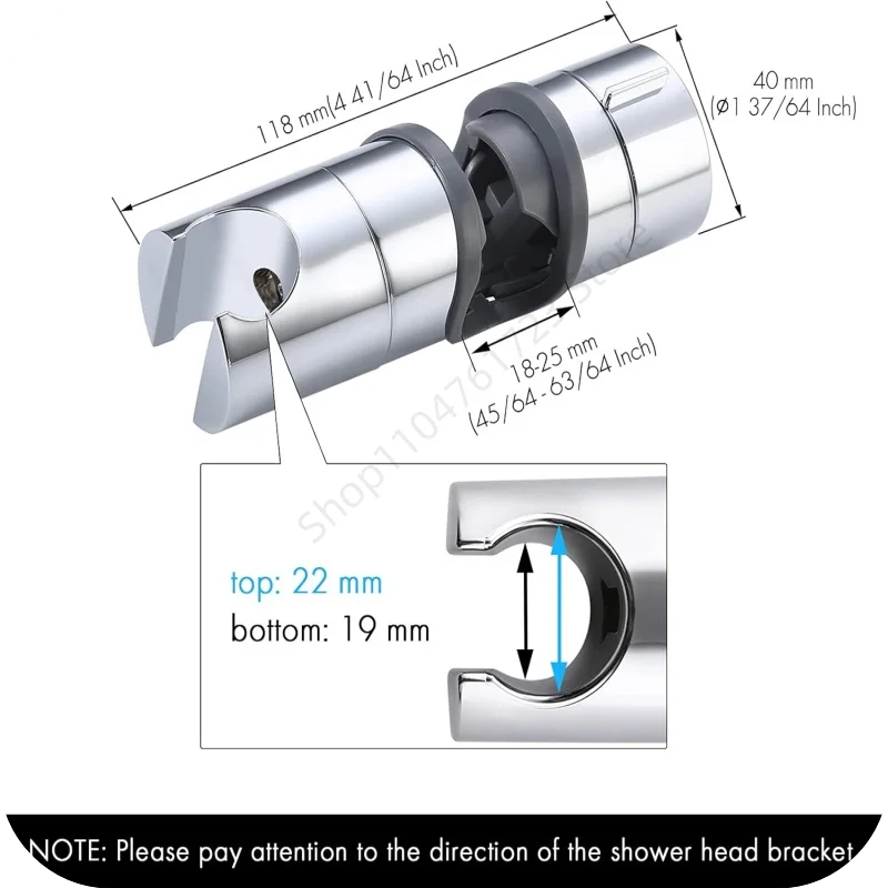 Adjustable Shower Head Holder 18mm~25mm Universal Bathroom Bracket ABS Chrome Plated Hand Shower Rail Slider Clamp