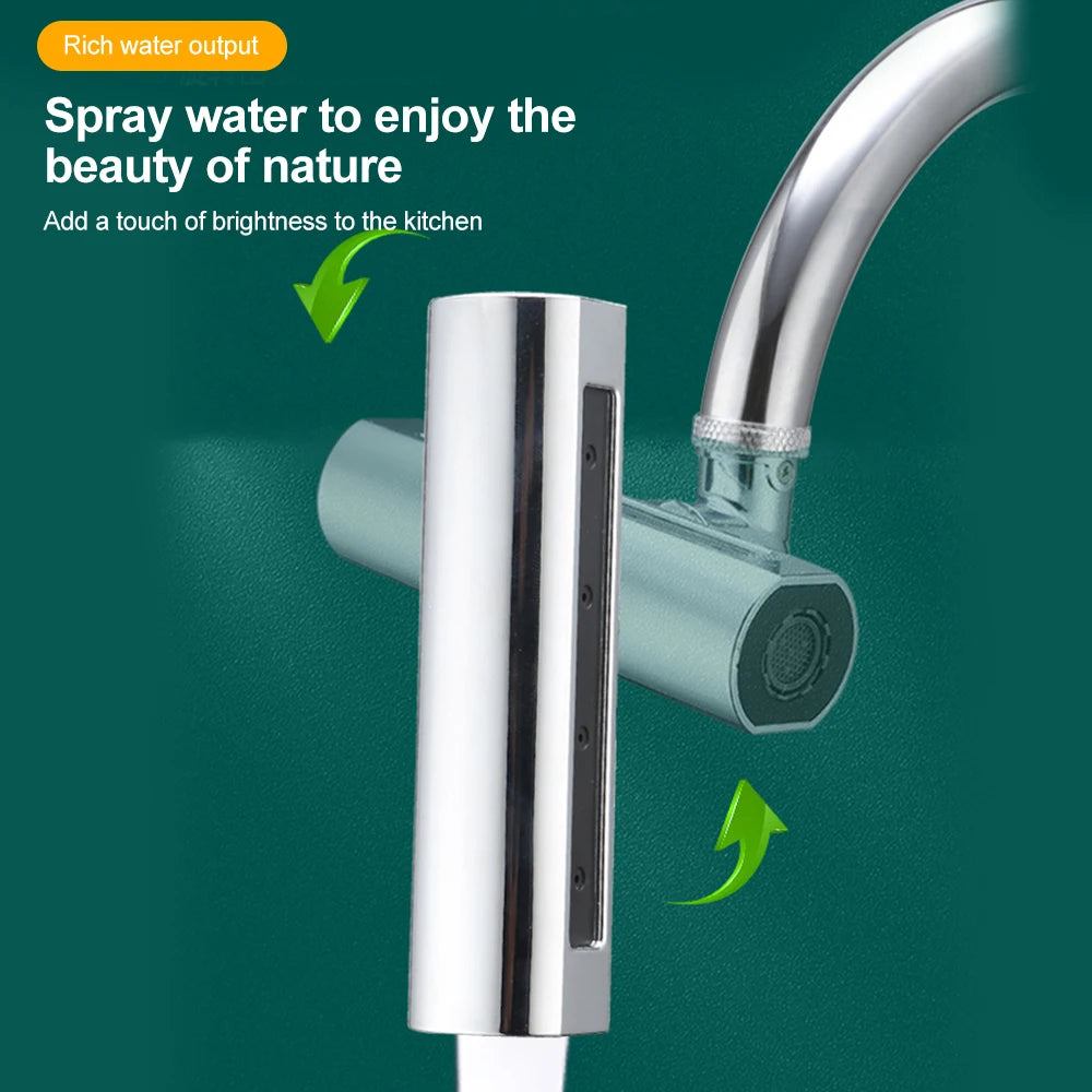 Swivel Waterfall Kitchen Faucet Modern Design Thread Anti-Splash Device Rotary Booster Extension Spout Universal Fitting