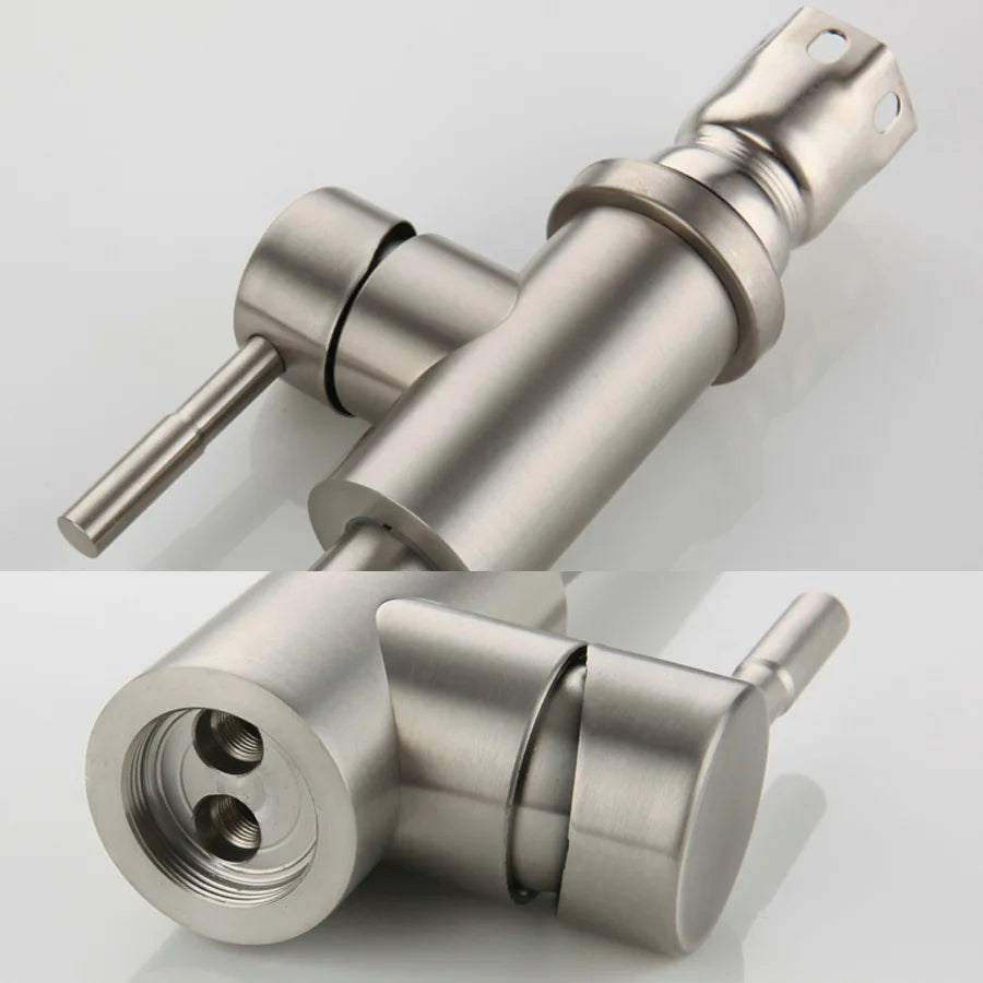 304 Stainless Steel Hot and Cold Basin Faucet Bathroom Sink Wash Basin Rotatable Brushed Faucet