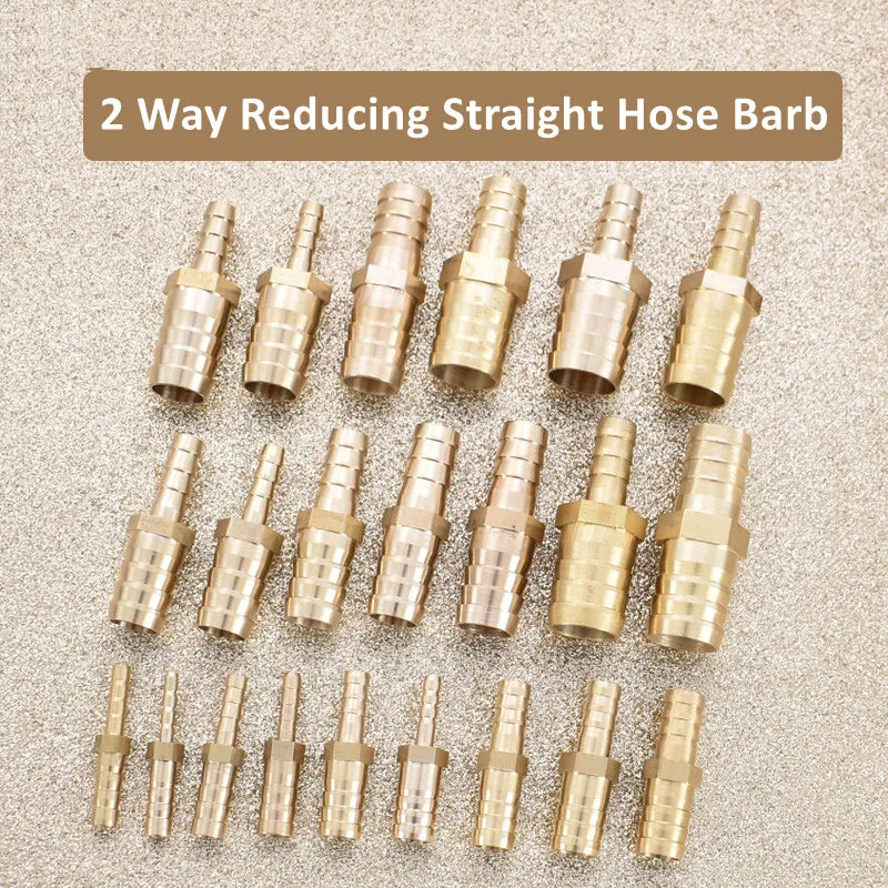 1pcs Brass 2 Way Reducing Straight Hose Barb Barbed Pipe Fitting Reducer Copper Coupler Connector Adapter 4 19 6mm-3mm 8mm-10mm
