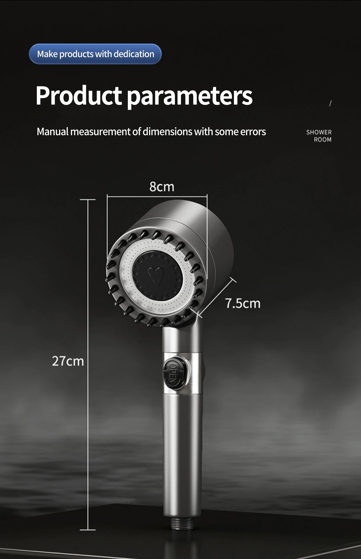 High Pressure Shower Head 6-in-1 Multifunctional Shower 3 Modes Portable Shower Artichokes with Filter Bathroom Accessories