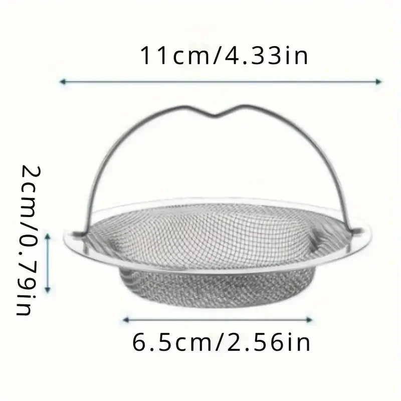 1/3pcs Kitchen Sink Strainer With Handle & Stopper Replacement Drain Basket Stainless Steel Mesh Filter Waste Hole