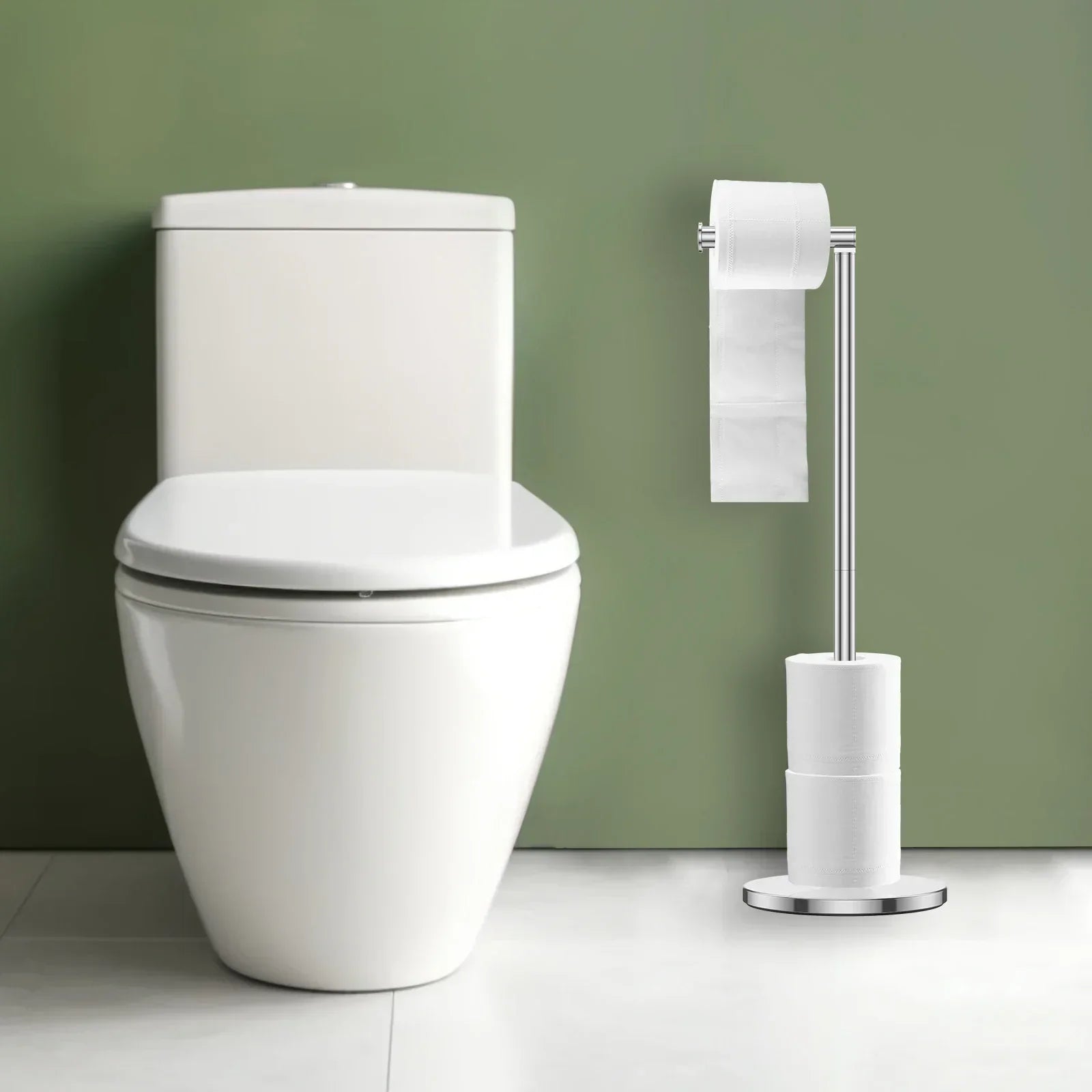 Bathroom Paper Towel Holder Stainless Steel Floor Standing Toilet Paper Holder Hole-less Bathroom Floor Standing Shelf
