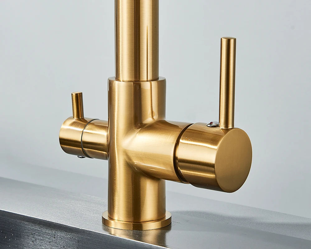rozin Pull Down Filter Kitchen Faucet Black 3 Way Drinking Pure Water Faucets Brass 360° Flexible Purification Water Mixer Tap