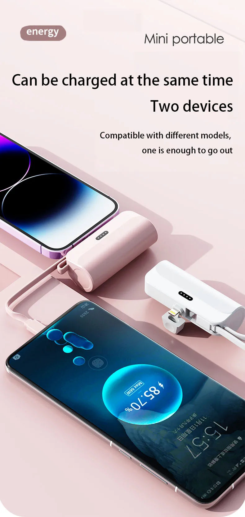 Mini 30000mAh Power Bank Capsule Large Capacity Portable Wireless Fast Charging External Battery For iPhone Type-c New