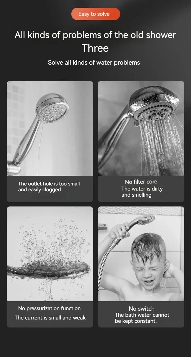 New Portable Shower Head 3 Modes High Pressure Showerhead Filter Rainfall Faucet Tap Bathroom Bath Home Innovative Accessory