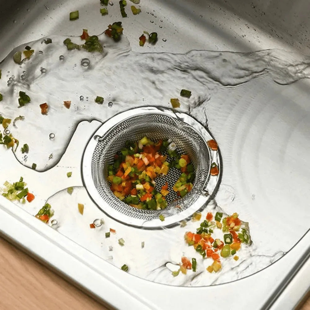 Anti-Blocking Gadgets Durable Sink Strainer Mesh Round Convenient Drain Stopper Filter with Handle Silver Hair Catcher Kitchen