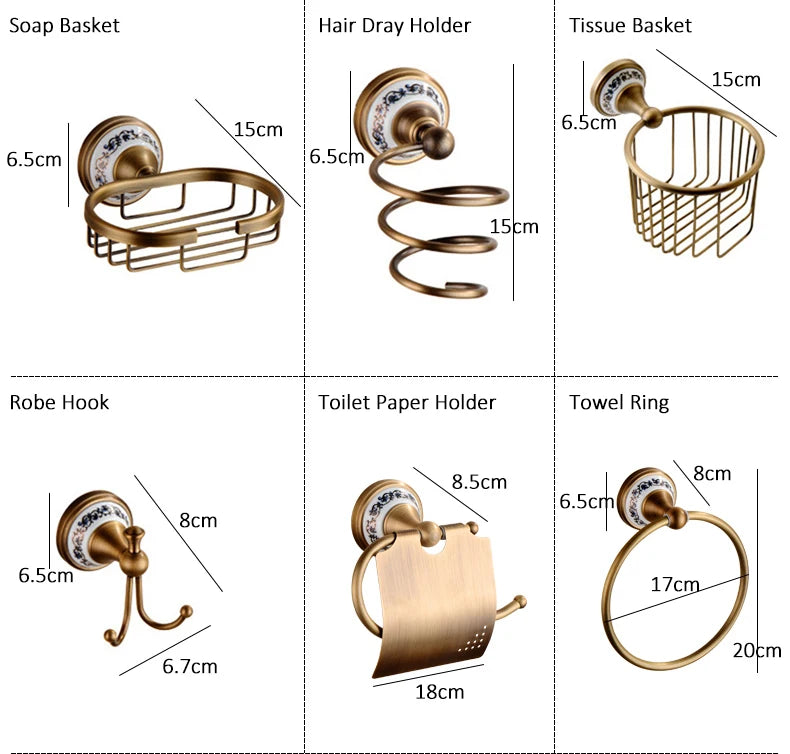 Antique Bronze Bathroom Accessories Sets Towel Shelf Towel Holder Toilet Paper Holder Rove Hook Ceramic Bathroom Products EL3100
