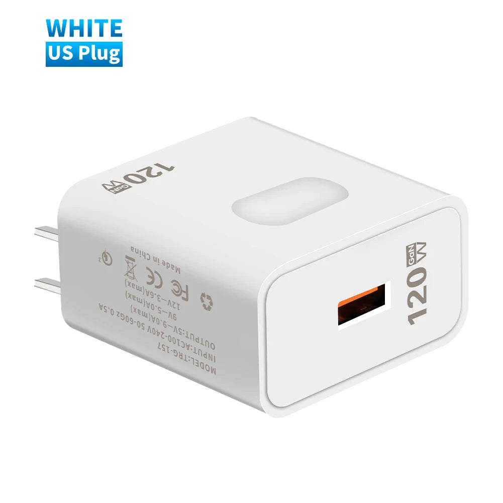 120W GaN USB C Charger QC3.0 Quick Charge Mobile Phones Charger Adaptor 10A Type C Cable For Xiaomi Samsung iPhone Fast Chargers