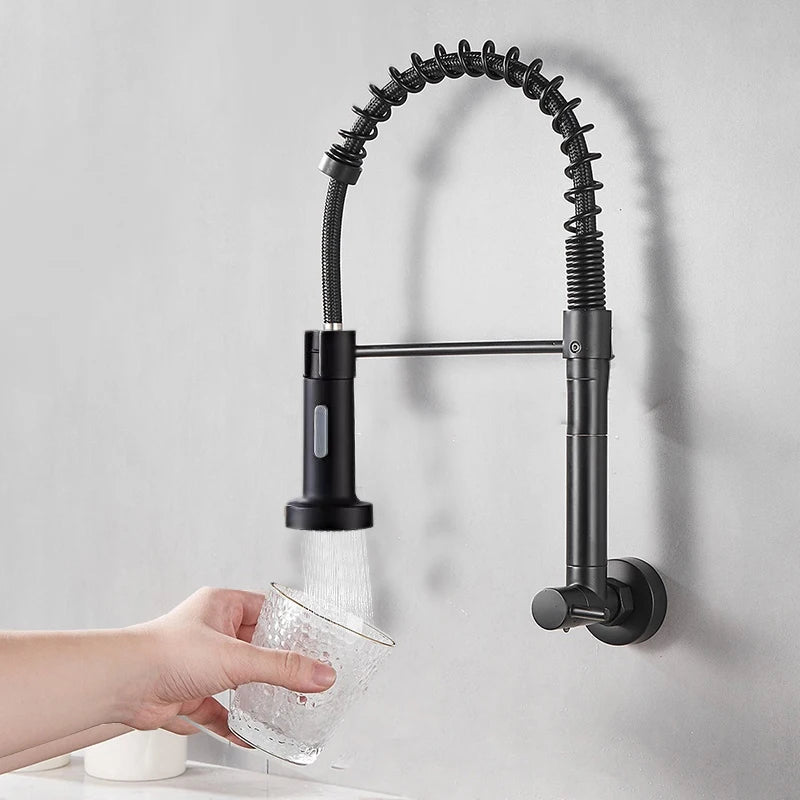 Modern Kitchen Faucet with Versatile Articulated Spray,Wall Mounted Faucet