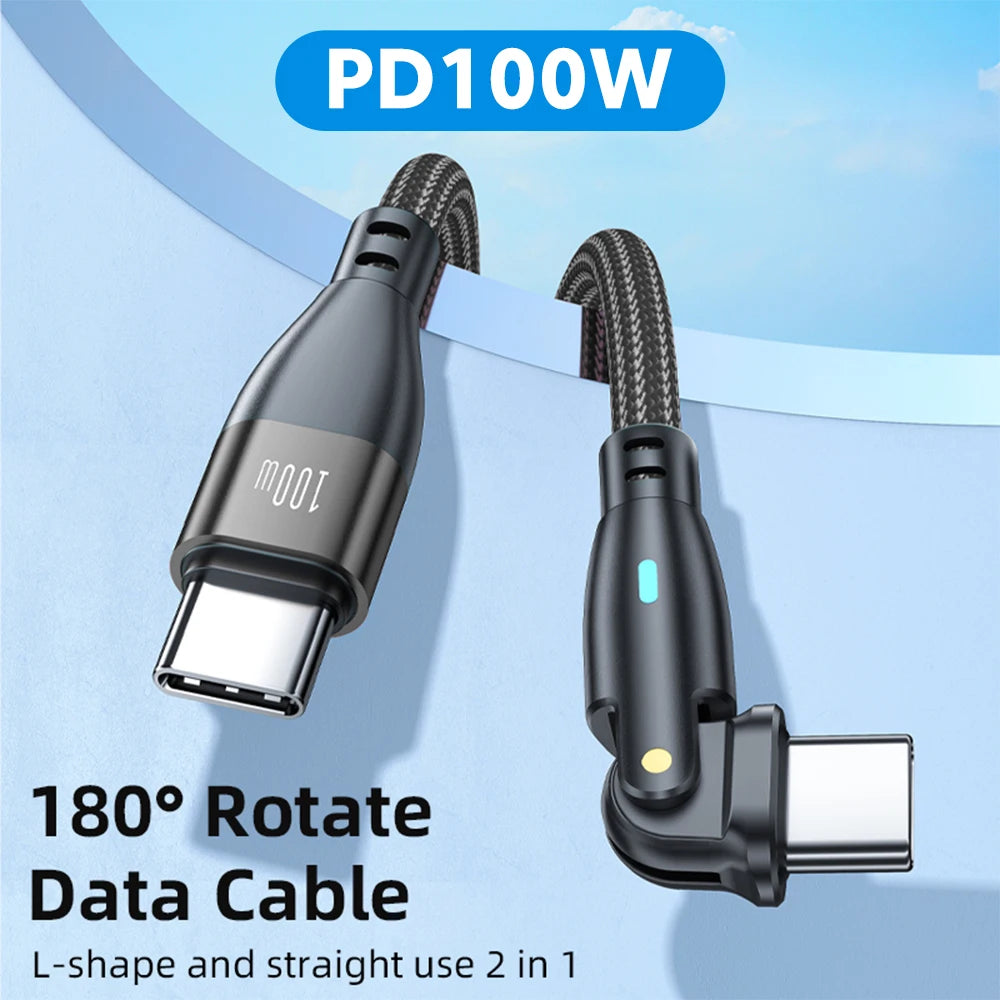 AUFU 5A USB Type C To USB C Cable For iPhone 15 Realme Samsung S23 100W PD Fast Charging Wire for Macbook PC Type-C USBC Cable