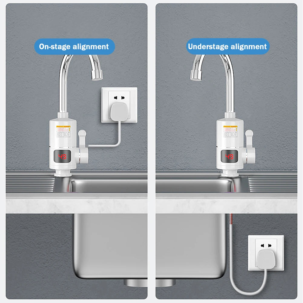 Electric Kitchen Water Heater Tap LCD Digital Instant Heating Water Faucet Heater Waterproof Hot Cold Mixer Tap Kitchen Supplies