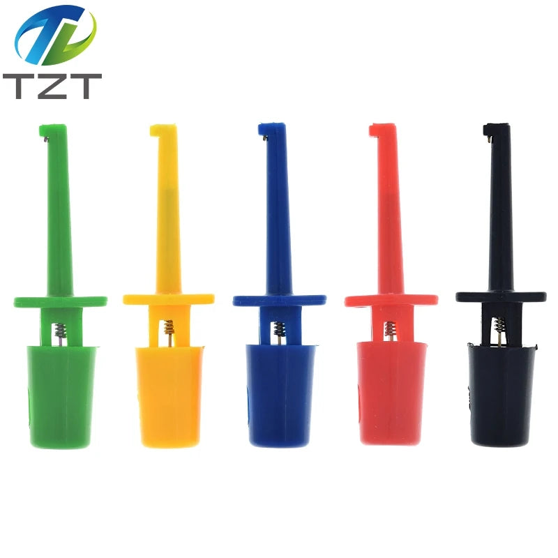 10Pcs Mini Single Test Hook Clip Test Probe for Electronic Testing Grabber Small Size Round Crocodile Clip Hook Test Clip