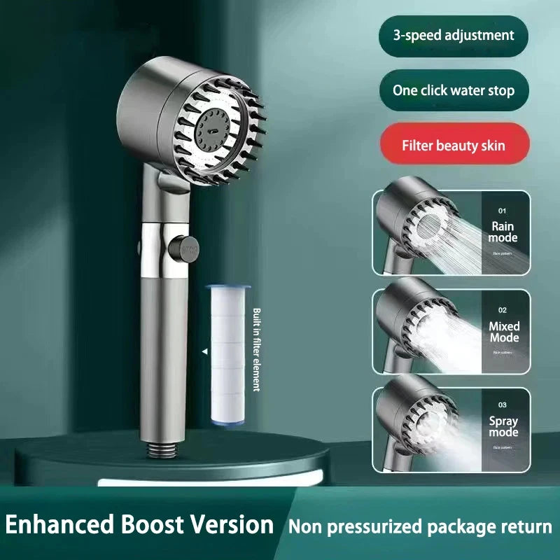 New Portable Shower Head 3 Modes High Pressure Showerhead Filter Rainfall Faucet Tap Bathroom Bath Home Innovative Accessory