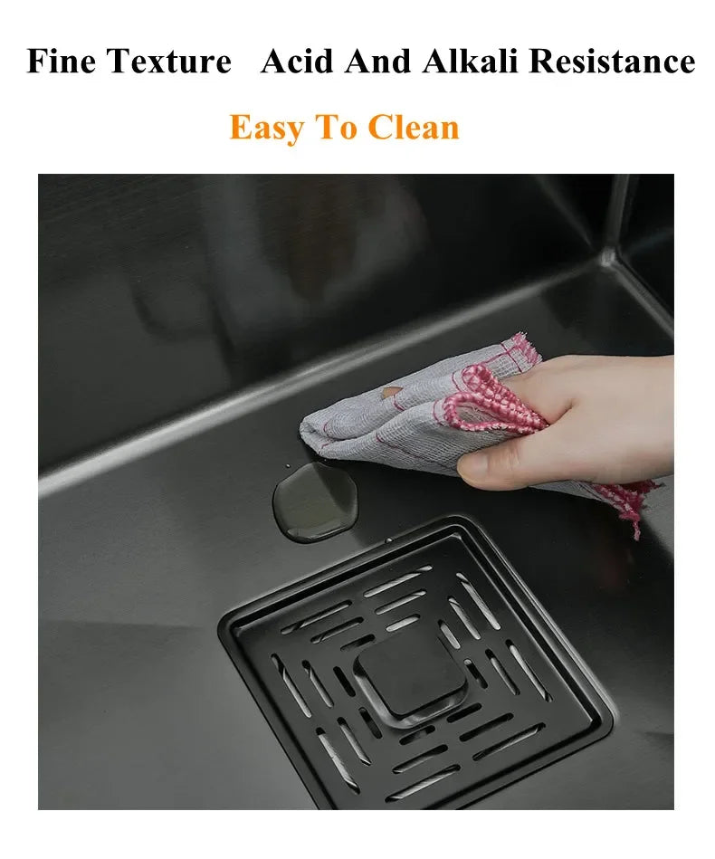 304 Stainless Steel Kitchen Sink Concealed Folding Faucet With Cup Washer Coffee Shop Milk Tea Bar 55cmx32cm Sink