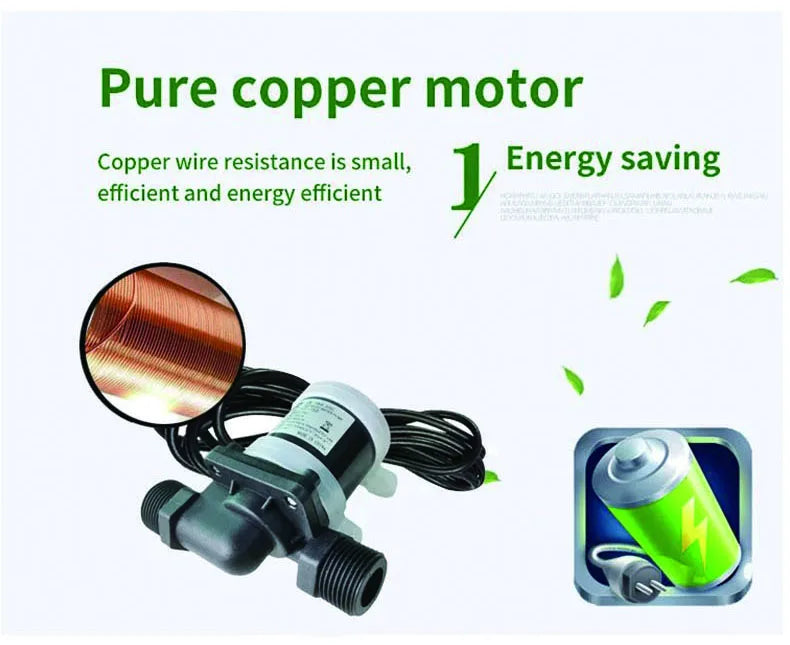 JT-750 DC 12V 24V Brushless Solar Motor Water Pump Water Heater Shower Floor Heating Booster Pump Micro Submersible Water Pump