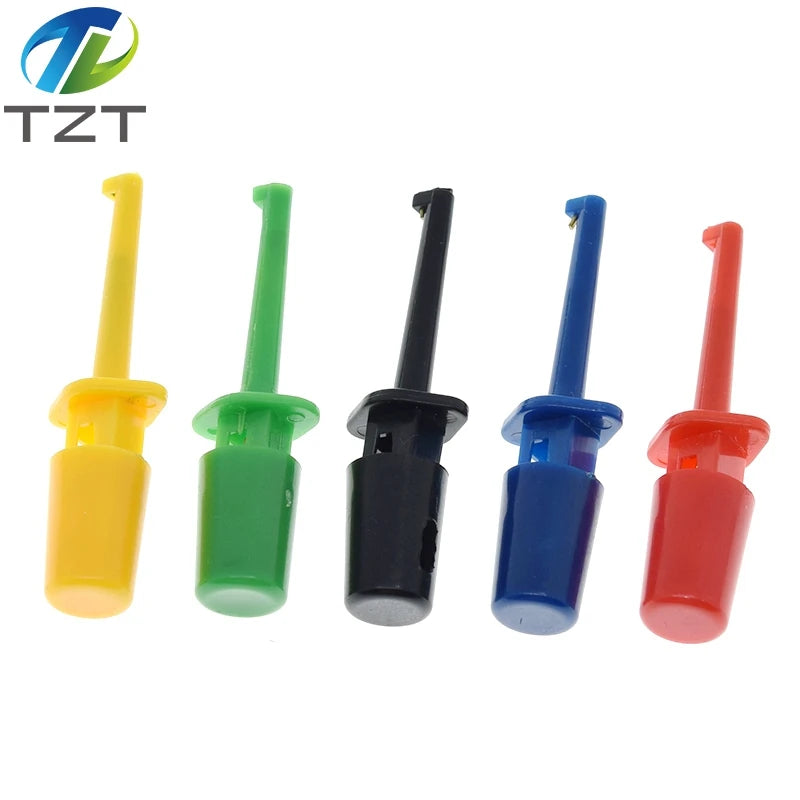 10Pcs Mini Single Test Hook Clip Test Probe for Electronic Testing Grabber Small Size Round Crocodile Clip Hook Test Clip