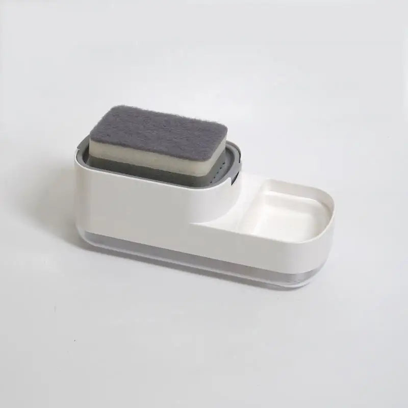 2 In 1 Kitchen Soap Dispenser Liquid Soap Pump Container with Sponge Holder Sink Drain Tray Manual Soap Dispenser