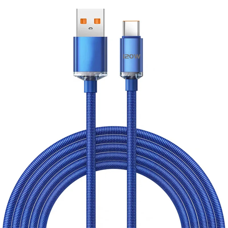USB PD Cable Type C 120W Fast Charging Adapter Quick Charge 3.0 Data Cable For iPhone Samsung Xiaomi Huawei Mobile Phone Cable