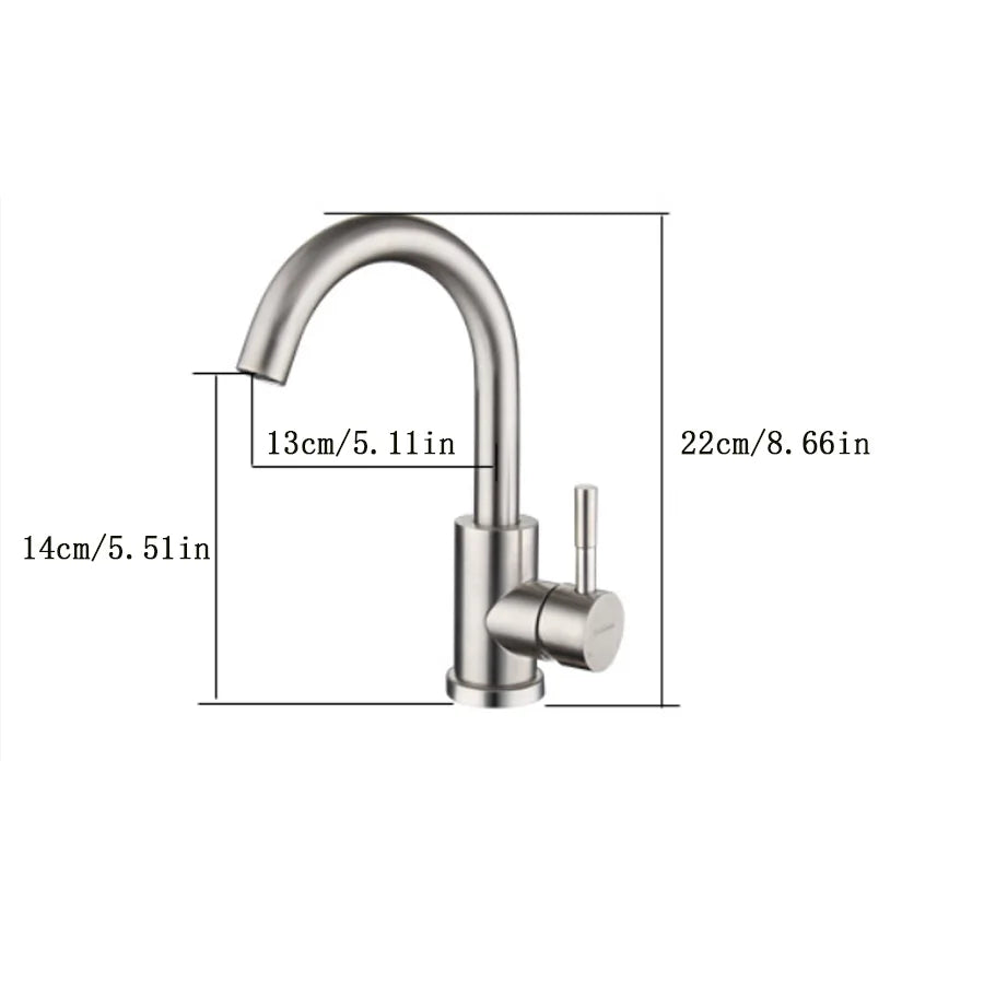 304 Stainless Steel Hot and Cold Basin Faucet Bathroom Sink Wash Basin Rotatable Brushed Faucet