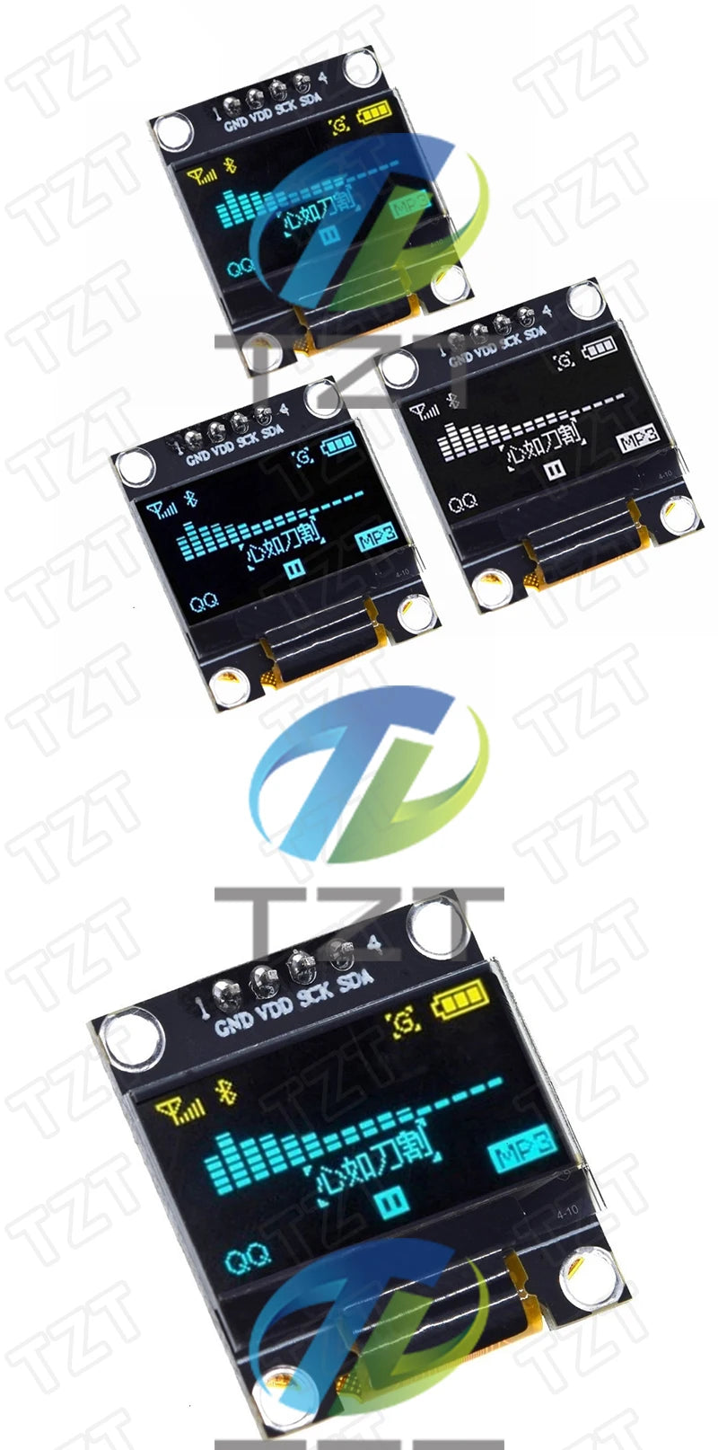 TZT ROHS Certification 0.96 inch oled IIC Serial White OLED Display Module 128X64 I2C SSD1306 12864 LCD Screen Board For Arduino