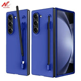Luxury Skin Feeling PC Case for Samsung Galaxy Z Fold 6 5 Phone Case With S Pen Holder and Pen Stylus Storage Slot ZFold 6 Cover