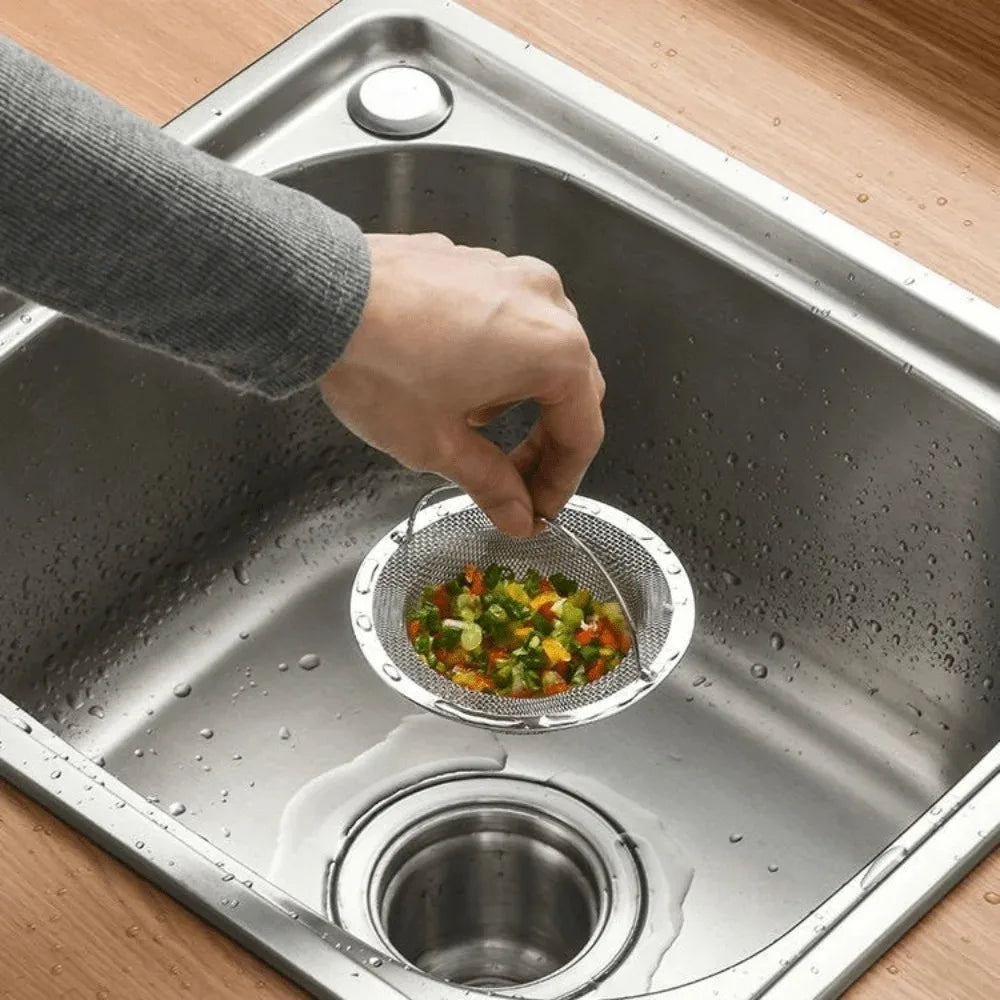 Anti-Blocking Gadgets Durable Sink Strainer Mesh Round Convenient Drain Stopper Filter with Handle Silver Hair Catcher Kitchen