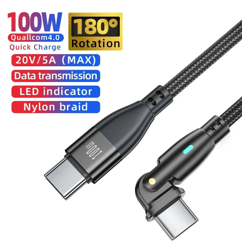 AUFU 5A USB Type C To USB C Cable For iPhone 15 Realme Samsung S23 100W PD Fast Charging Wire for Macbook PC Type-C USBC Cable