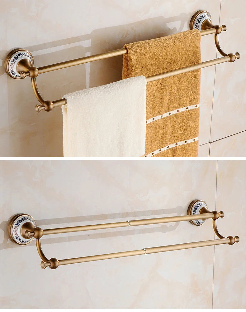 Antique Bronze Bathroom Accessories Sets Towel Shelf Towel Holder Toilet Paper Holder Rove Hook Ceramic Bathroom Products EL3100