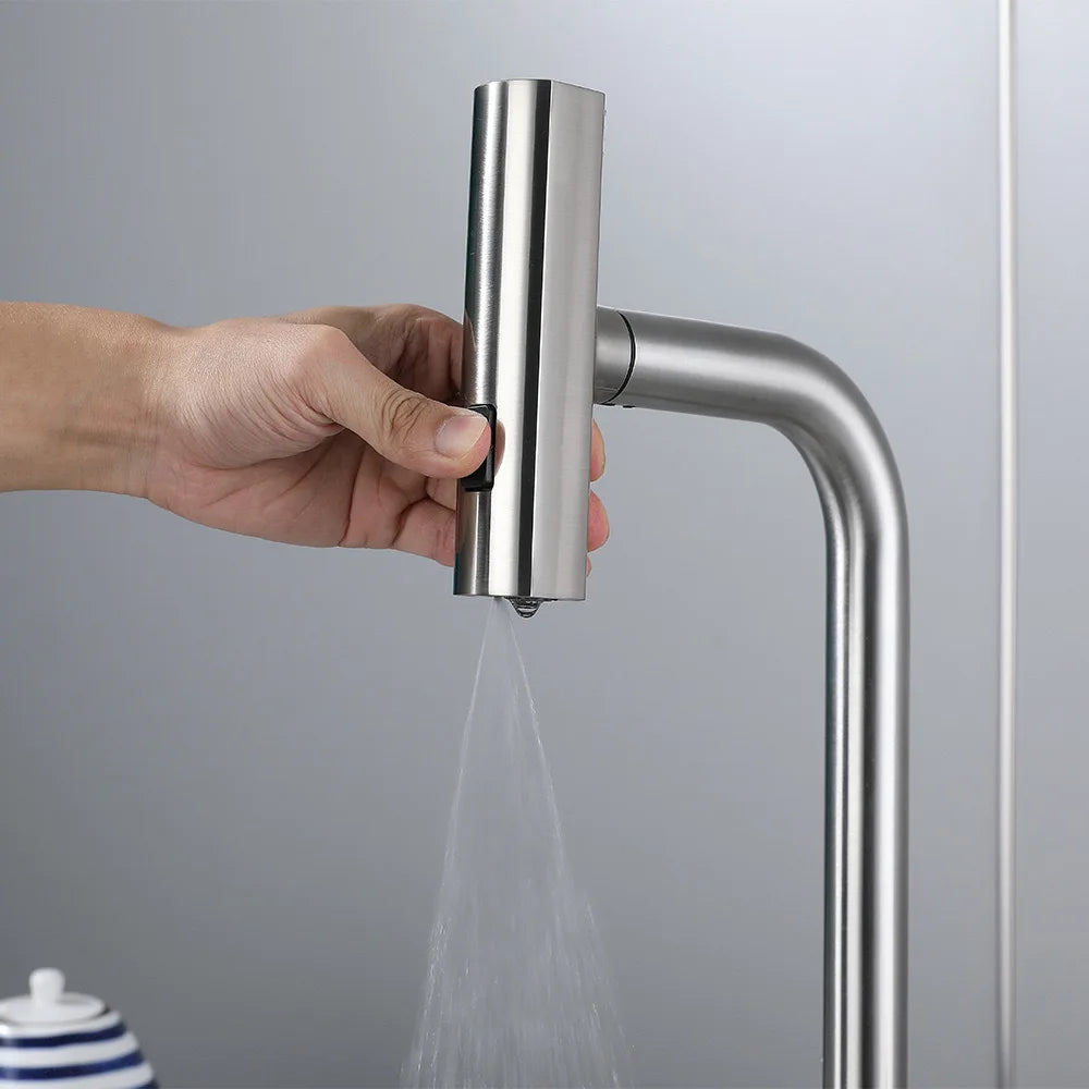 Flying Rain Pull-Out Faucet For Hot and Cold Washing Vegetable Basin Sink Splash Proof Retractable Stainless Steel Kitchen Fauce