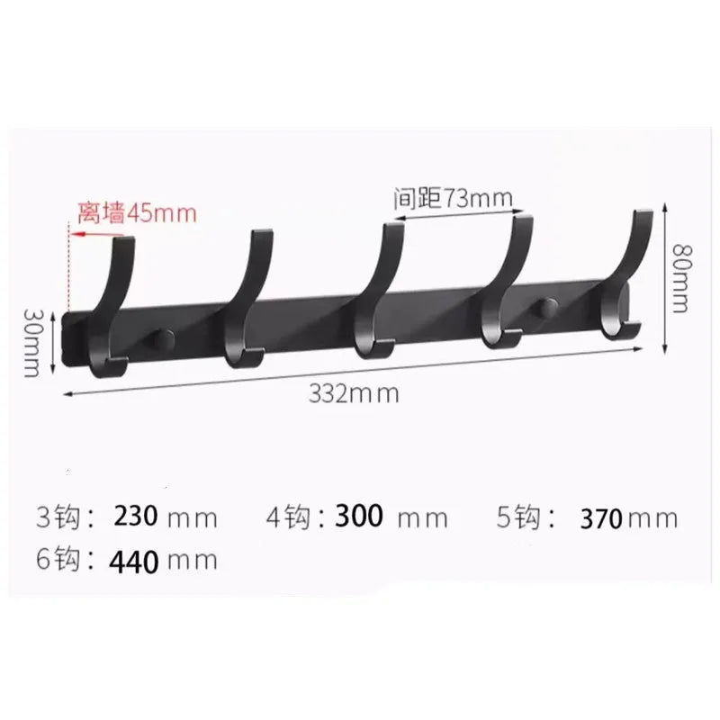 Black Robe Hooks Towel Hanger Nail Wall Rack Hooks Coat Clothes Holder for Bathroom Kitchen Accessories Multifunctional Hooks