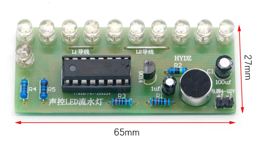 Voice activated LED Water Light Kit CD4017 Lantern Control Fun Electronic Production Teaching Training Diy Electronic Kit Module