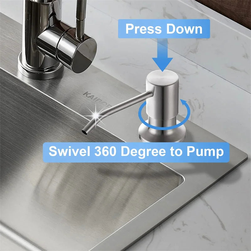 Sink Liquid Soap Dispenser Pump Stainless Steel 500ML Liquid Soap Bottle Sink Mount Hand Pressure Soap Dispenser Bottle Kitch