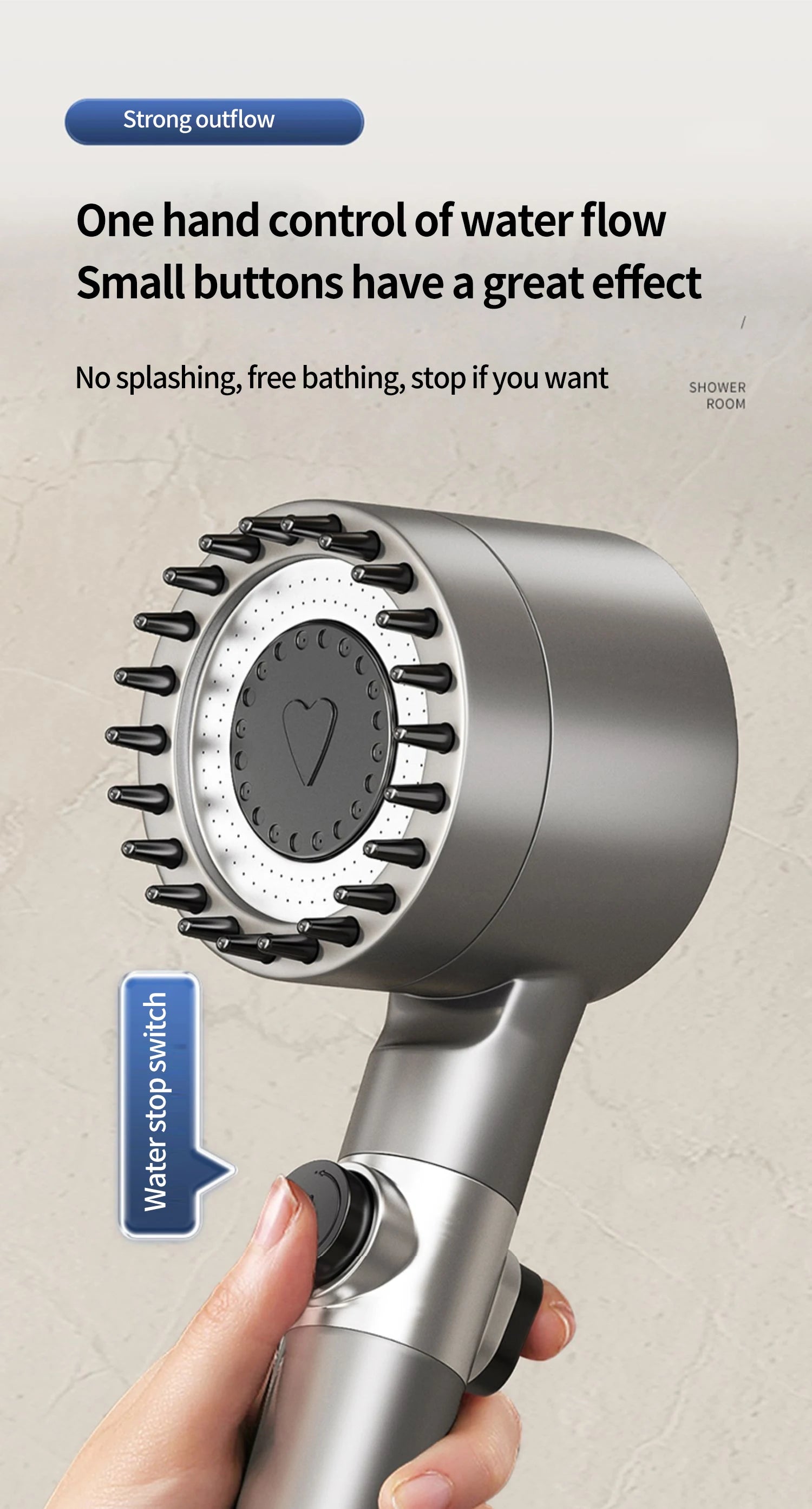 High Pressure Shower Head 6-in-1 Multifunctional Shower 3 Modes Portable Shower Artichokes with Filter Bathroom Accessories