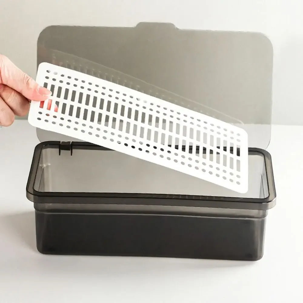 Cutlery Storage Tray Holder Tableware Organizer Spoon Fork Storage Box Plastic Container Cutlery Rack With Lid And Drainer