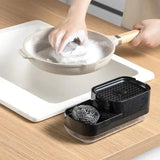 2 In 1 Kitchen Soap Dispenser Liquid Soap Pump Container with Sponge Holder Sink Drain Tray Manual Soap Dispenser