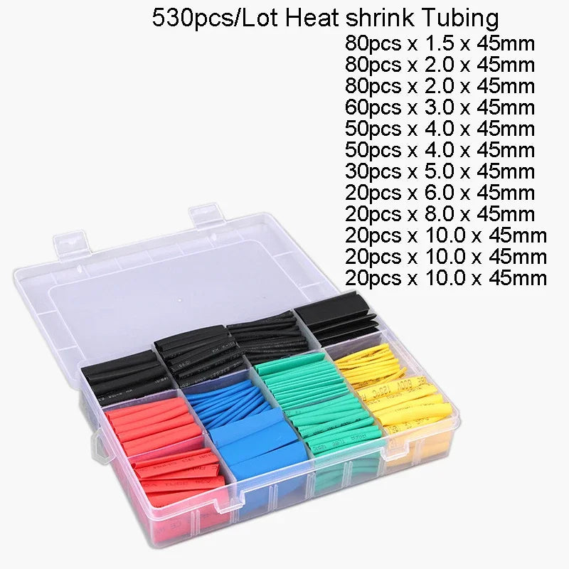 530/127pcs Heat shrink Tubing Thermoresistant Tube 2:1 Wrapping Kit Electrical Connection Wire Cable Insulation Sleeves