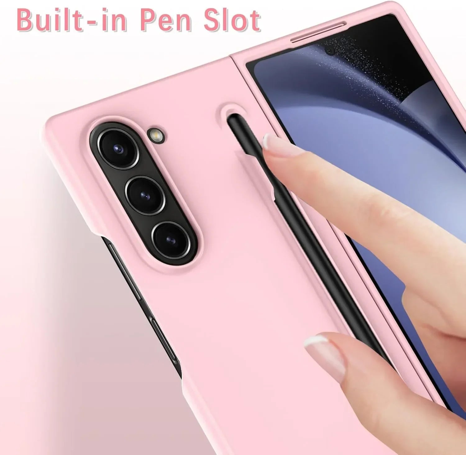 Luxury Skin Feeling PC Case for Samsung Galaxy Z Fold 6 5 Phone Case With S Pen Holder and Pen Stylus Storage Slot ZFold 6 Cover