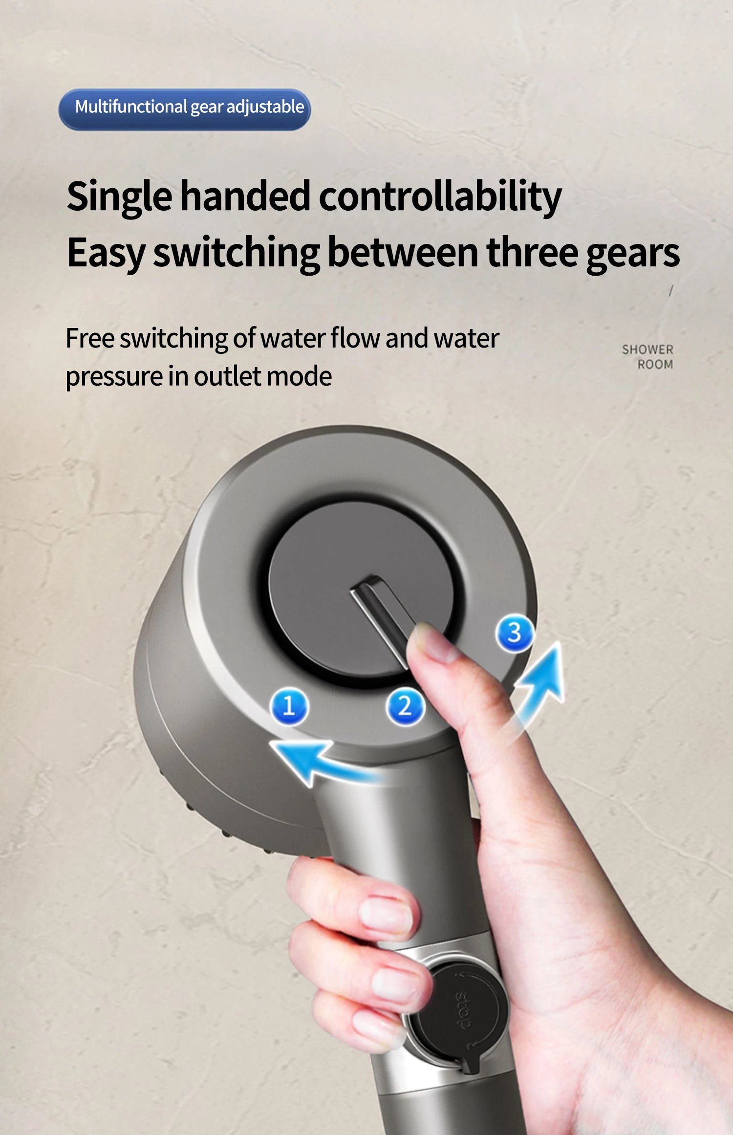 High Pressure Shower Head 6-in-1 Multifunctional Shower 3 Modes Portable Shower Artichokes with Filter Bathroom Accessories