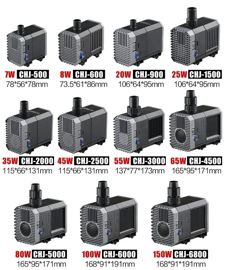 220V 7W 8W 500L/H 600L/H Aquarium Submersible Pump Fish Tank Pumping Circulating Water Pump Pool Filtration Fountain Rockery