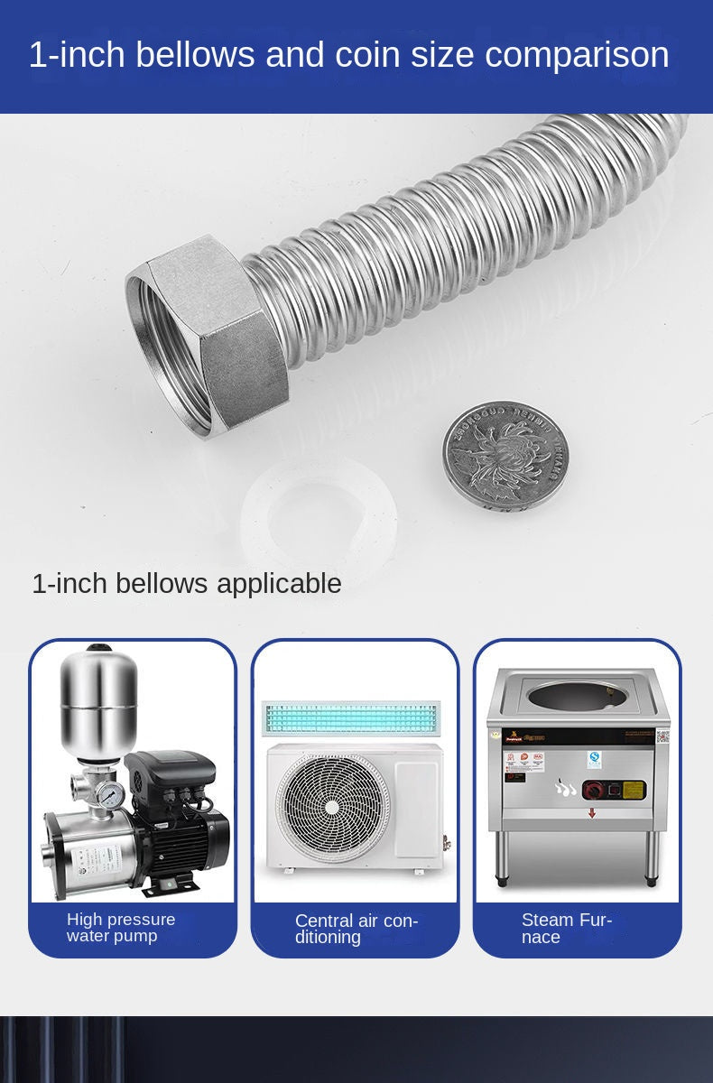 1 Inch 304 Stainless Steel Bellows High Pressure Explosion-proof Hose DN25 Engineering Special Cold and Hot Water Pipe Metal