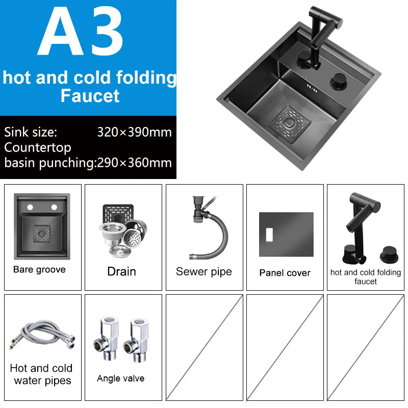 Hidden Bar Sink Stainless Steel Kitchen Sink Apartment Small Single Slot Touring Car Multi-functional Wash Basin With Cover Plat