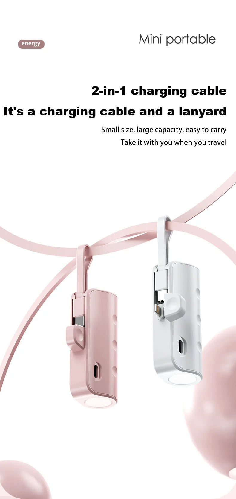 Mini 30000mAh Power Bank Capsule Large Capacity Portable Wireless Fast Charging External Battery For iPhone Type-c New
