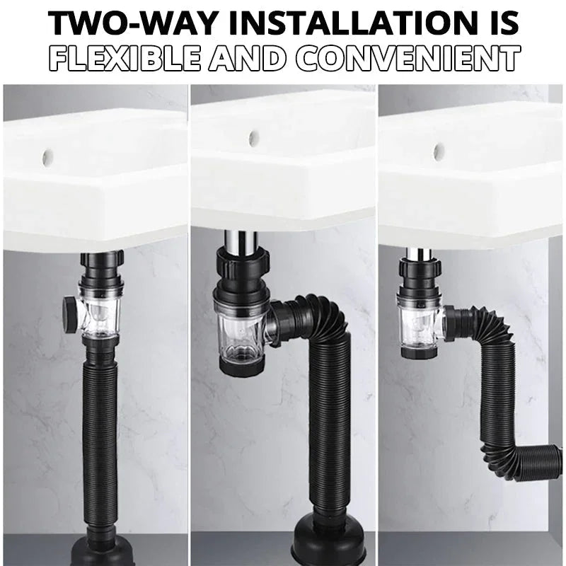 Flip-Top Kitchen Sink Drain Pipes,Retractable Deodorizing Drainer,Flexible Downspout,Drain Hose,Extension Pipe,Sink Sewer Tube